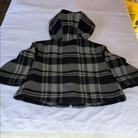 GAP Black and Gray Hooded Cape with A-line Silhouette - Picture 6 of 11